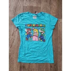 NINTENDO Super Mario Girls TShirt Sz XL 14/16 Blue Shirt